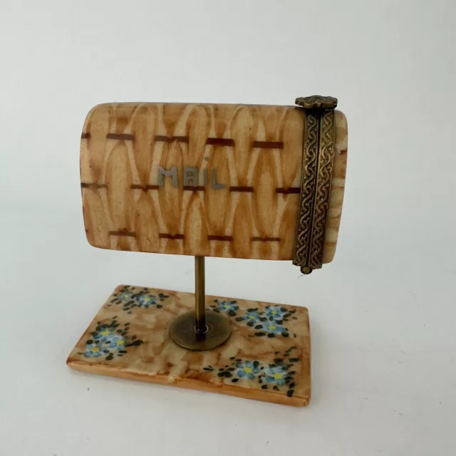 LIMOGES France Trinket Box Peint Mein Mailbox Newspaper Postcard Kisses Paris