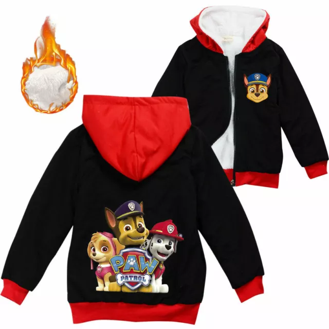 Felpa con cappuccio bambini PAW PATROL tessuto non tessuto spazzolato ragazzi ragazze cappuccio top giacca AA