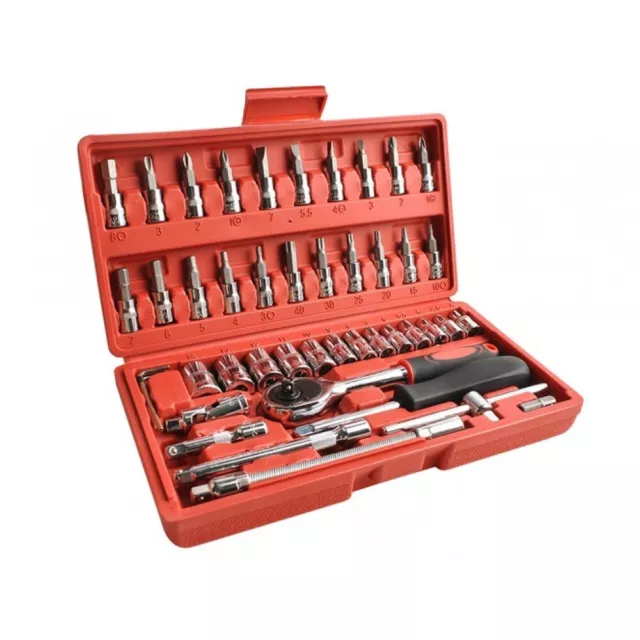 Set Cassetta Attrezzi Trolley Valigia Kit Utensili Compresi 46 Pezzi