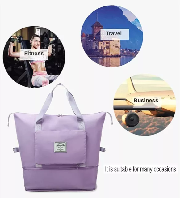 Women Large Capacity Folding Tote Duffle Bag Sports Gym Waterproof Travel Bag 10