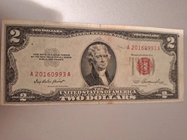 1953 $2 Dollar Bill Red Seal Star Note