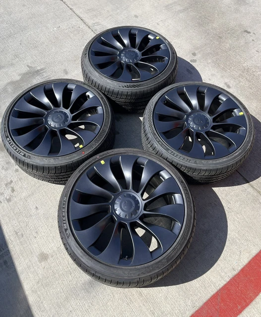 (4) NEW OEM 2023 21” Tesla Model Y Performance Uberturbine Wheels Tires
