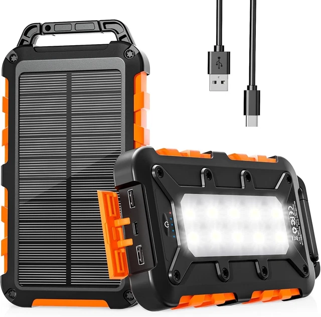 Hiluckey Chargeur Solaire 26800mAh avec 4 USB Portable Batterie Externe sans Fil Powerbank avec