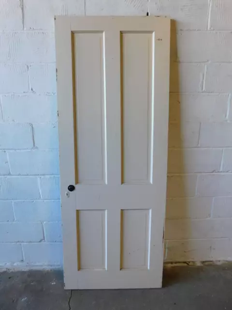 1800's Antique INTERIOR DOOR Four Raised Panels VICTORIAN Style Fir ORNATE
