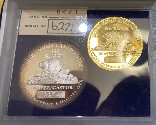 1978 Canada Gold (1 oz) and Silver (1 oz) Johnson Matthey & Mallory Set