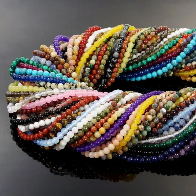 Natural Gemstone 2mm 3mm Round Spacer Beads Jewelry Making Design DIY 15.5"