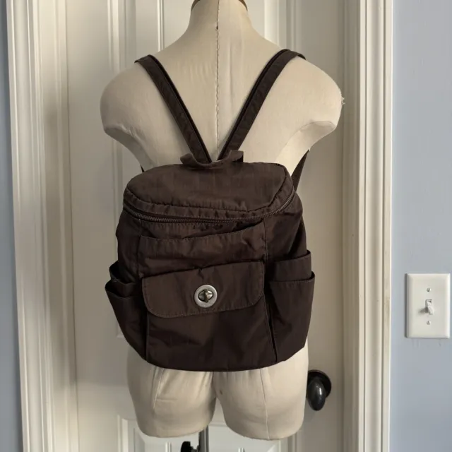 BAGGALLINI Convertible Backpack Shoulder Bag Brown Nylon Travel Casual