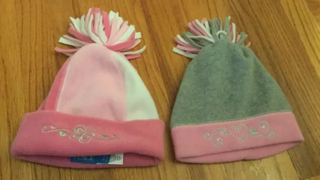 New! Lot of 3 Girls CHILDREN’S PLACE Fleece WINTER HAT pompom Sz. 7/8 with Scarf