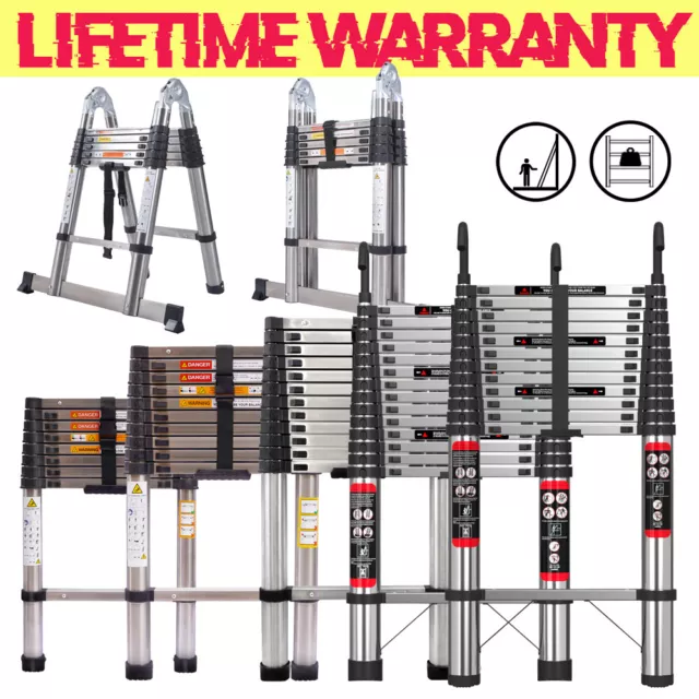 Telescopic Ladder Multi-Purpose Extendable Folding Steel 2M-6M Ladders Loft