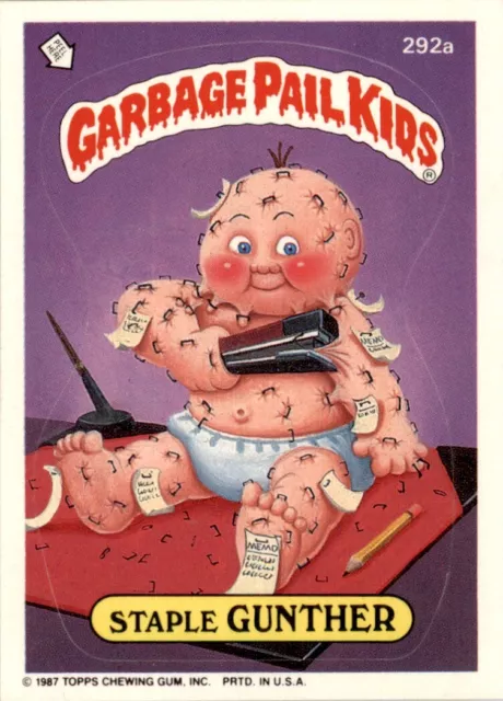 1987 Garbage Pail Kids Series 7 #292a Staple Gunther EX