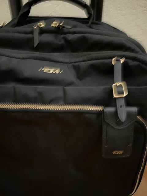 Tumi Voyageur Oslo Luggage Carry-on Black Nylon 4 Wheeled Spinner Brief Bag 3