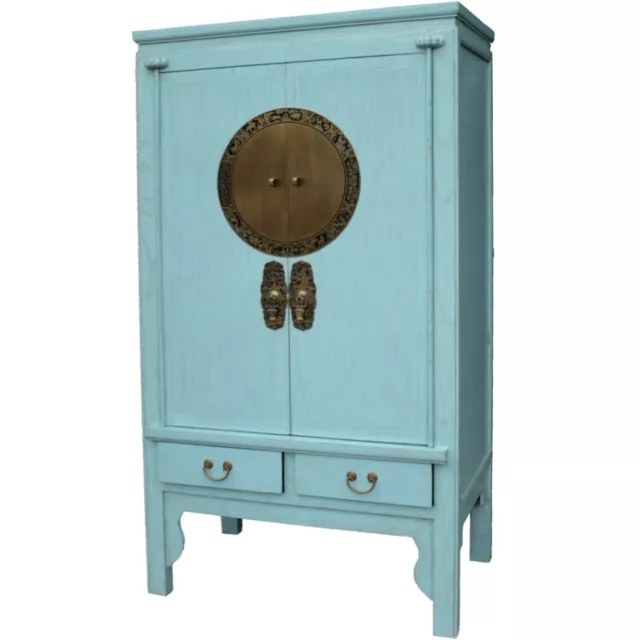 Chinese Furniture - Light Blue Wedding Cabinet /Wardrobe  (42-052) 2