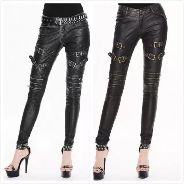 Devil Fashion Black Gothic Punk Garter Belt PU Leather Hot Pants for Women  