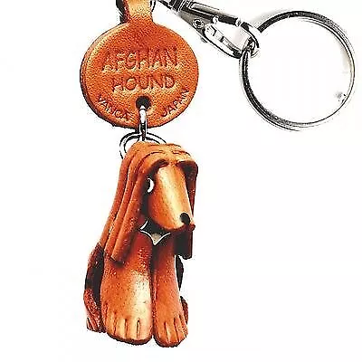 Afghan Hound Handmade 3D Leather Dog Key chain ring *VANCA* Made in Japan #56701