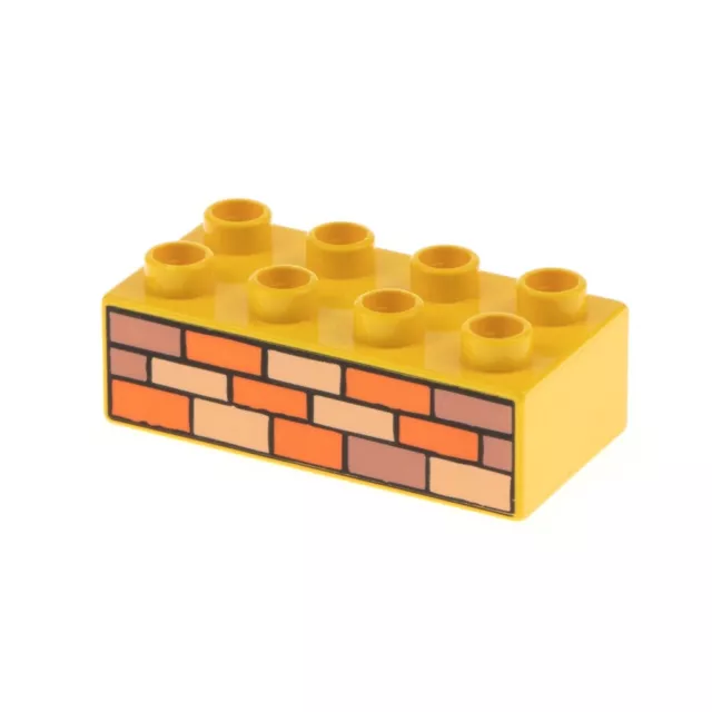 1x Lego Duplo Motif Construction Pierre Jaune 2x2 Imprimé Fille Chat Chien