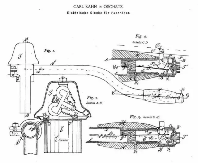 Alte, antike Klingel / Glocke f. Fahrrad : Ideen, Technik 1886 - 1945