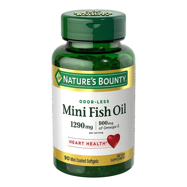 Nature’s Bounty Mini Fish Oil Softgels 1290 mg, Omega-3, Supports Heart...