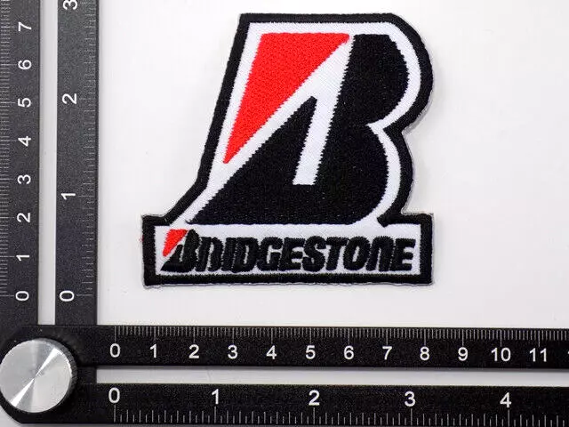 BRIDGESTONE EMBROIDERED PATCH IRON/SEW ON ~3" x 2-7/8" MOTORCYCLES CAR TIRES