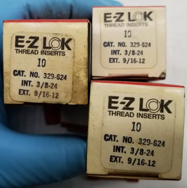One(1) Box of Ten(10) EZ Lok 329-624 3/8-24 Carbon Steel Thread Inserts