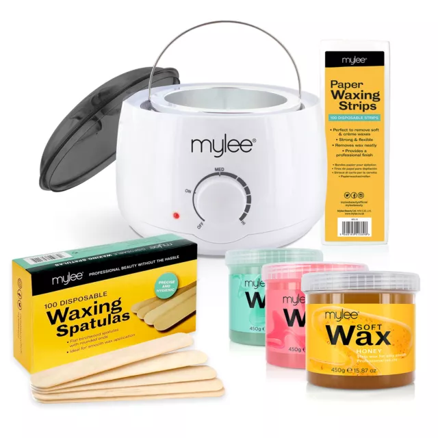 Mylee Depilatory Waxing Kit Heater Wax Pot Spatulas Strips For Hair Removal