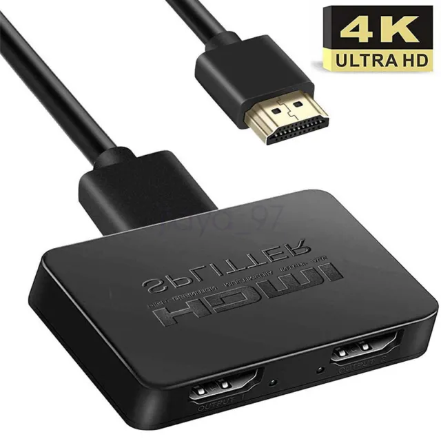 HDMI Splitter 1 Input 2 Output 4K HD Dual Output Adapter Cable 1 In 2 Out Box UK