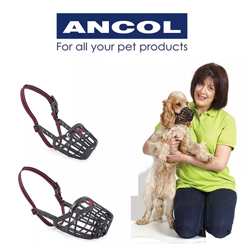 Ancol Black Plastic Basket Dog Muzzle Training Obedience Sizes 1 2 3 4 5 6 7 8 9