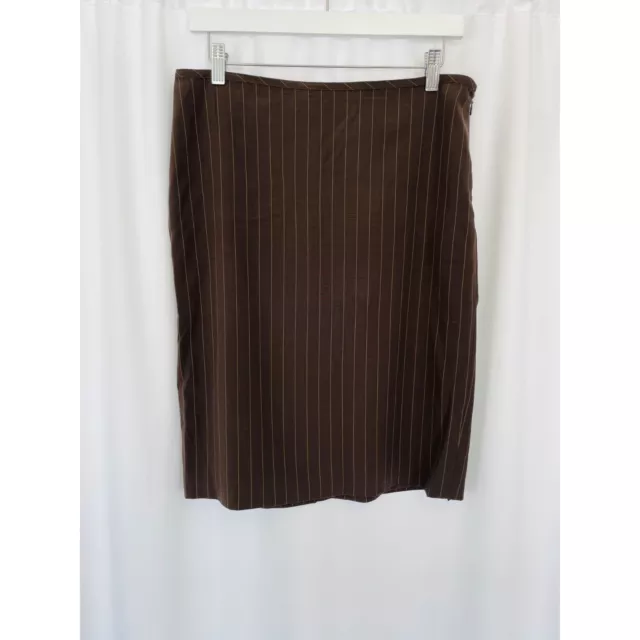 Jean Paul  Gaultier Femme Made in Italy Brown Pencil Skirt Pinstripe US Sz 10