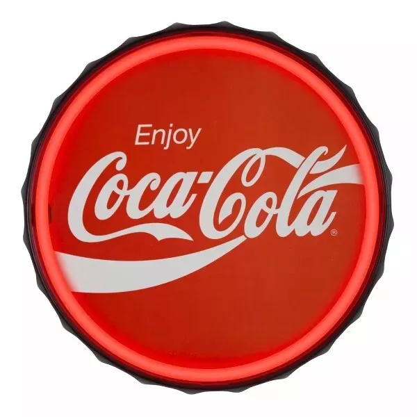 Coca-Cola LED Neon Light Rope Bar Sign, 12" Round Bottle Cap Shape, Wall Coke 2