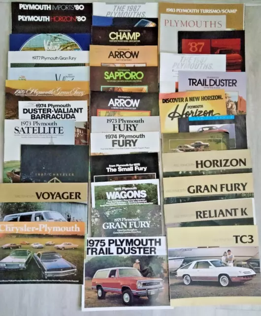 HUGE LOT of VINTAGE PLYMOUTH 1970'S THRU 1980'S ORIGINAL DEALER BROCHURES (35) HUGE LOT of VINTAGE PLYMOUTH 1970'S THRU 1980'S ORIGINAL DEALER BROCHURES (35)