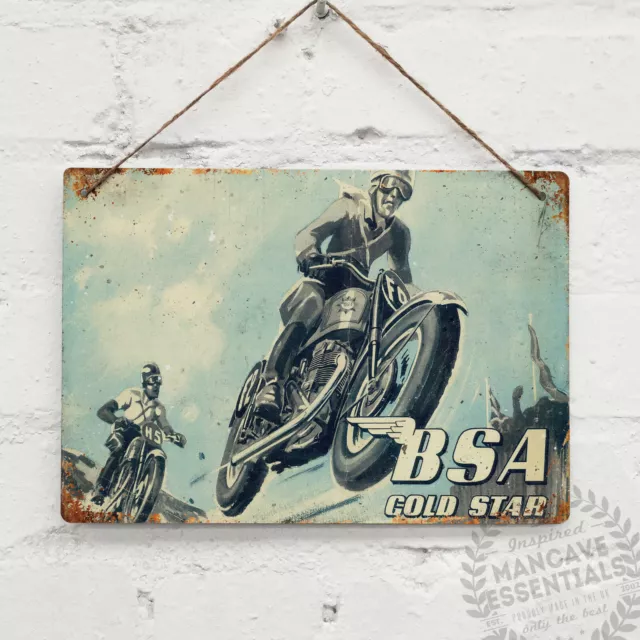 BSA Motorräder GOLD STAR Vintage Metall Wandschild RetroMancave Schuppen Garage Fahrrad