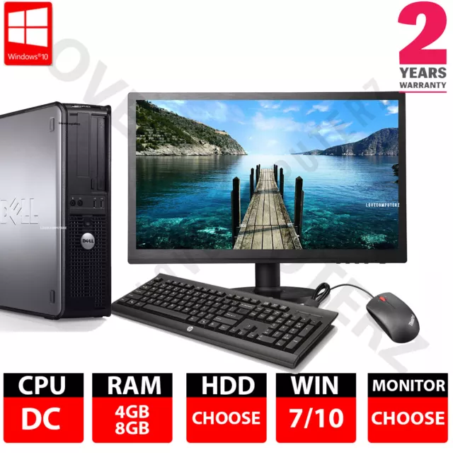 Full Dell/Hp Dual Core/Amd Desktop Tower Pc&Tft Computer , Windows 10 &8Gb 3Tb