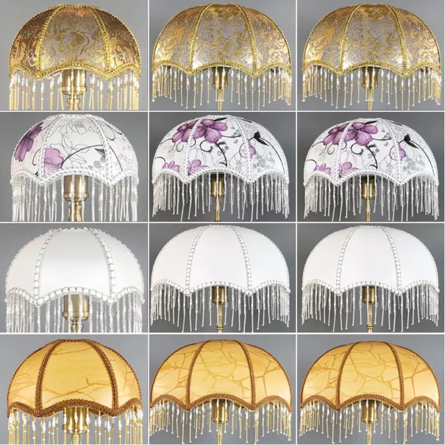 Luxury Vintage Classiacl Lamp Shade High-end Fabric Beads Lamp Floor Light Cover 3