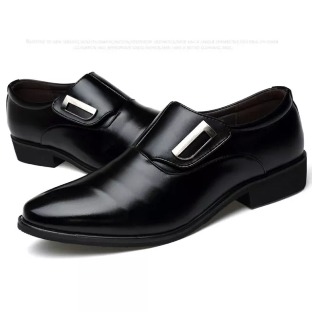 Men Casual Slip on Loafers Pointed Toe Leather Shoes Formal Dress Office Oxfords