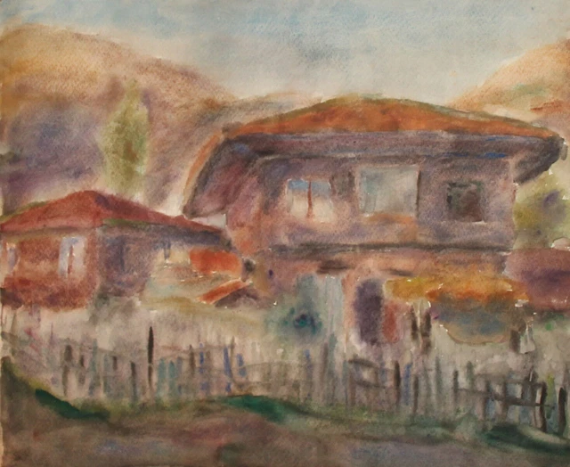 Aquarelles - tableau ancien (une rue de Nantes ??? ) MARIE CROUAN