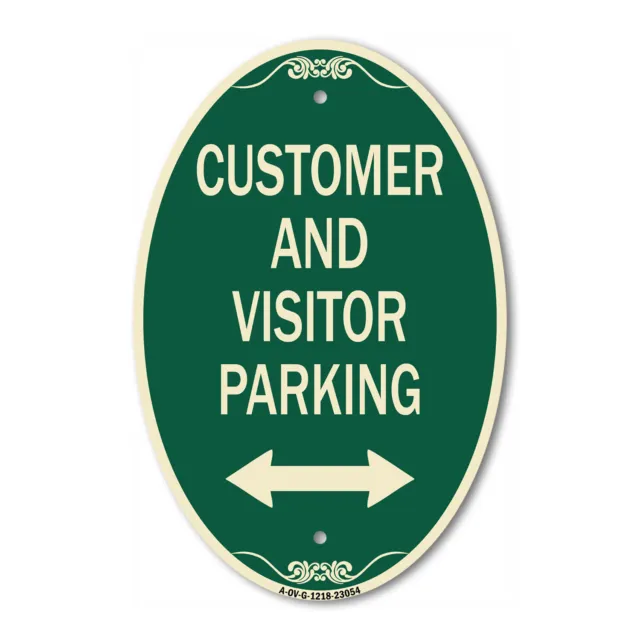 Reserved Parking Sign Customer and Visitor Parking (Bidirectional Arrow) 12" x 1