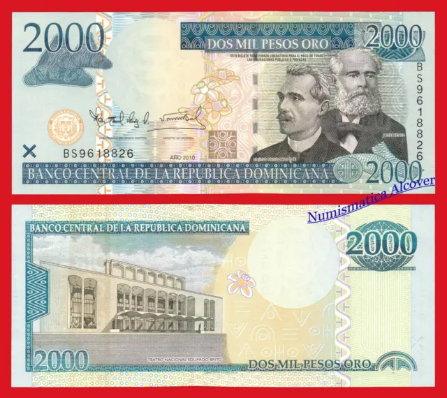 REPUBLICA DOMINICANA DOMINICAN REPUBLIC 2000 Pesos 2010 Pick 181c SC / UNC