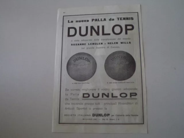 advertising Pubblicità 1926 PALLE DA TENNIS - SUZANNE LENGLEN/HELEN WILLS