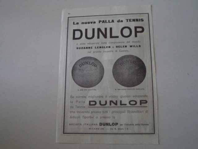 advertising Pubblicità 1926 PALLE DA TENNIS - SUZANNE LENGLEN/HELEN WILLS