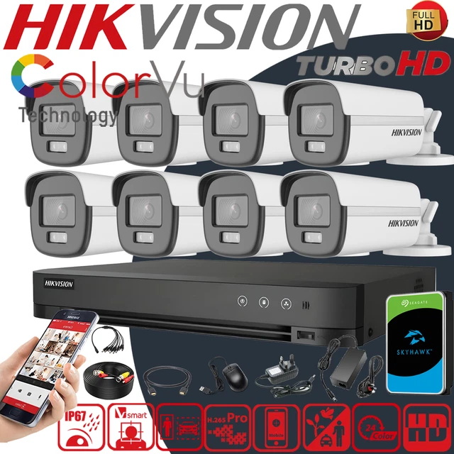HIKVISION COLORVU 1080P CCTV Security Bullet Camera System Full HD DVR ...