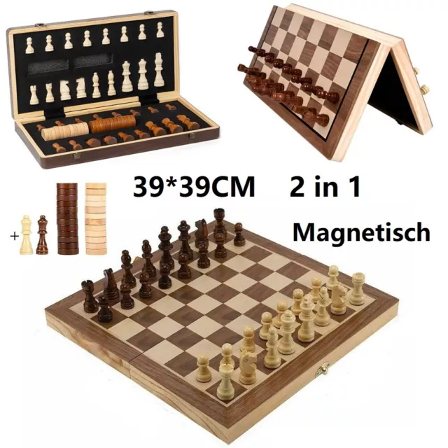 Magnetische Holz Schach 39*39cm Magnet Schachbrett Schachspiel mit Schachfiguren