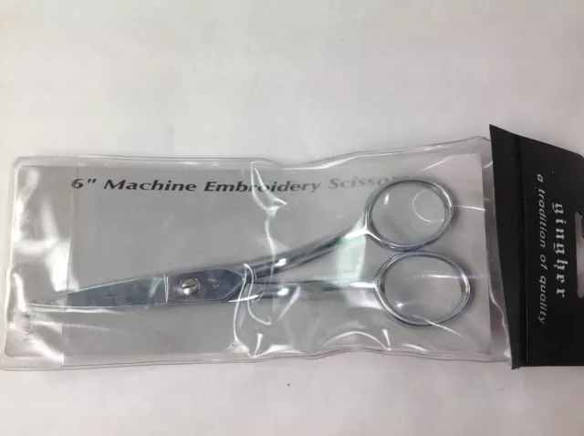Gingher Chrome 6" Machine Embroidery Scissors Germany Sewing Crafting Hoop #100