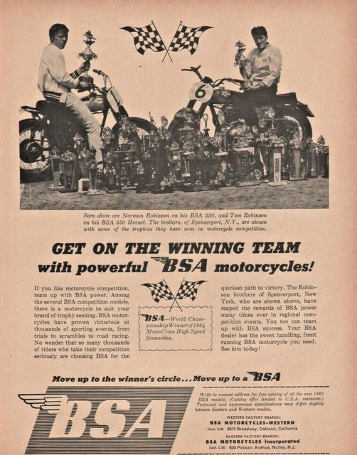 1965 BSA Robinson Brothers of Spencerport New York Vintage