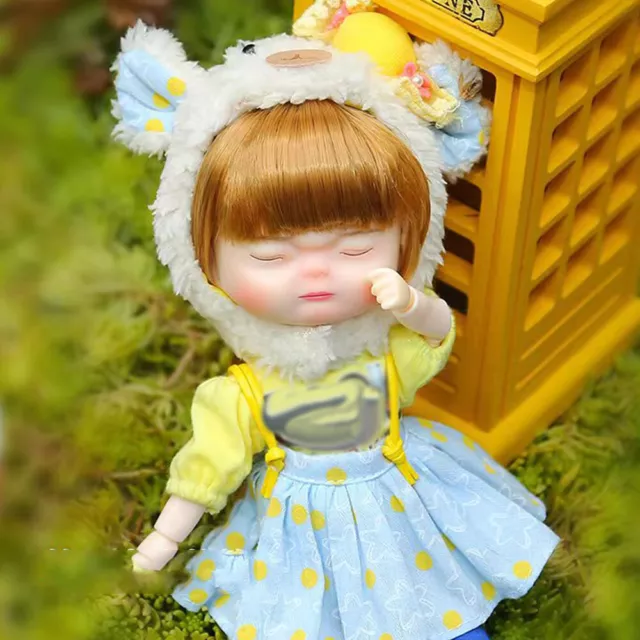 1/8 BJD Doll Girl with Full Set Clothes Wigs Closed Eyes Cute Doll Toys for Kids
