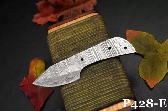 Custom Damascus Steel 5.2"OAL Blank Blade Skinning Hunting Knife Handmade P428-E