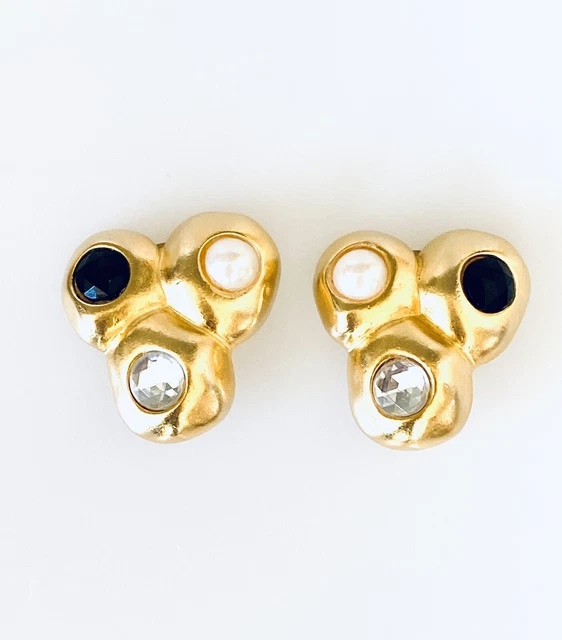 Ben-Amun Vintage 1980’s Brushed Gold Clips Earrings Jewelry