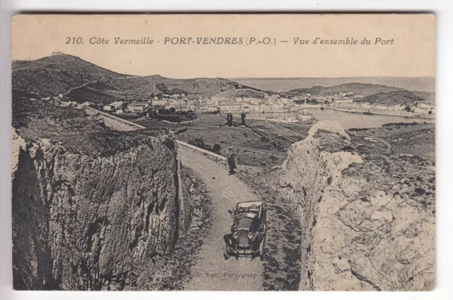 Cpa  Port Vendres 66 -  Vue D'ensemble Port Auto Car Cote Vermeille 1920 ~C93