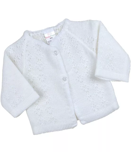 BabyPrem Baby Girls Clothes Knitted Pink White Cardigan Cardi Newborn - 0-3m