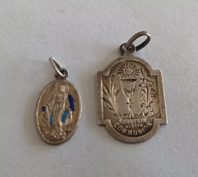 Packung 2 Kleine Religiöse Medaillen aus Silber REF73076