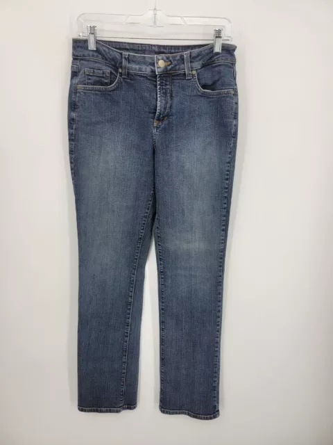NYDJ Jeans Womens 10 Lift Tuck Technology Straight Leg Blue Denim Dark Wash