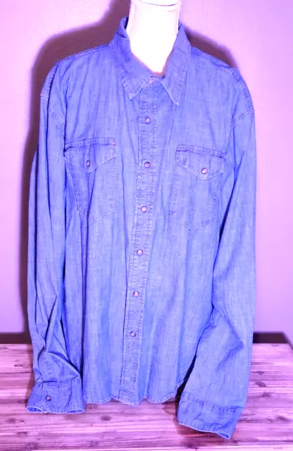 Women's Wrangler Indigo Pearl Snap Long-Sleeve Denim Shirt 3XL